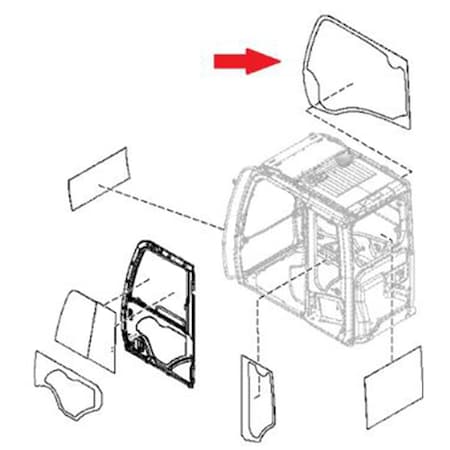 Aftermarket SP, FYA00001496 Side Cab Glass Fits John Deere Fits JD Excavator 350GLC 380GLC 4 CAH40-0194